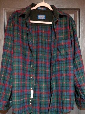 Pendleton Green Blue and Red Plaid Button-Down Shirt
